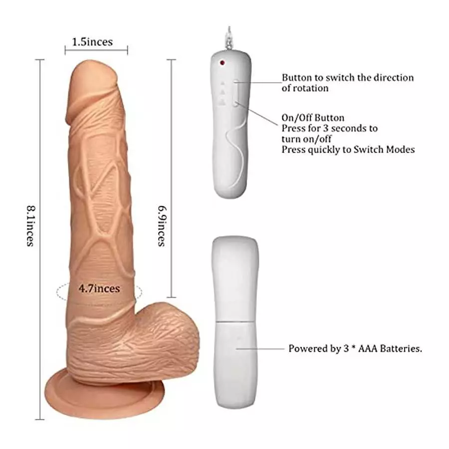 Thrusting Realistic Dildo for Women with Strong Suction Cup, Realistic Dildo Thrusting Swinging Penis, 6 Vibration Modes Vibrato