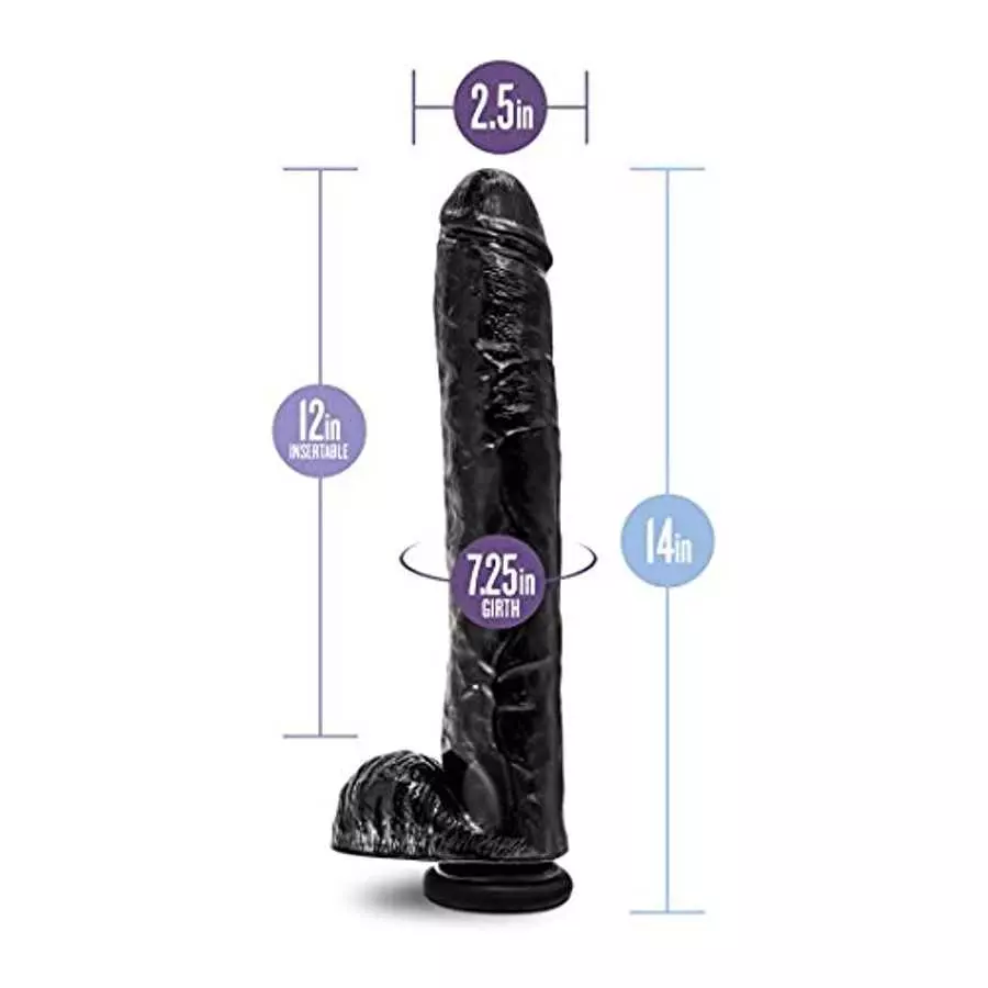 Eden Health -14 Inch Extra Long 2.5" Thick Dildo - Sturdy Suction Cup For Hands Free Play - Soft But Not Floppy Realistic Feel -