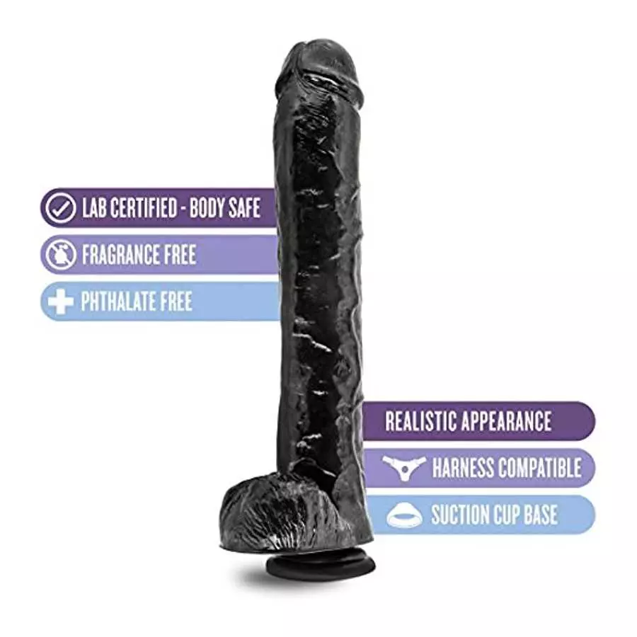 Eden Health -14 Inch Extra Long 2.5" Thick Dildo - Sturdy Suction Cup For Hands Free Play - Soft But Not Floppy Realistic Feel -