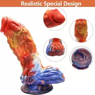 Realistic Silicone Thick Monster Dildo: 7.48 Inch Soft Anal Dildo with Strong Suction Cup for Hands-Free Play, Body-Safe Materia