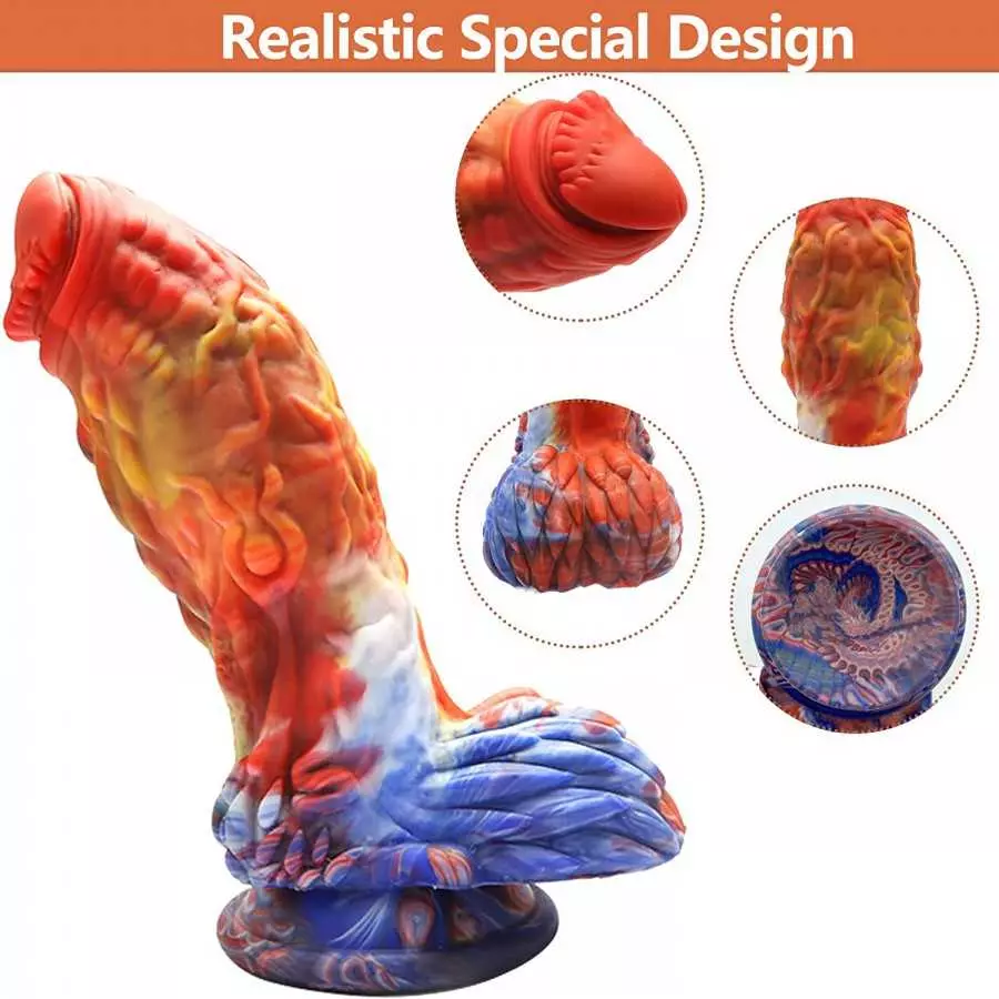 Realistic Silicone Thick Monster Dildo: 7.48 Inch Soft Anal Dildo with Strong Suction Cup for Hands-Free Play, Body-Safe Materia