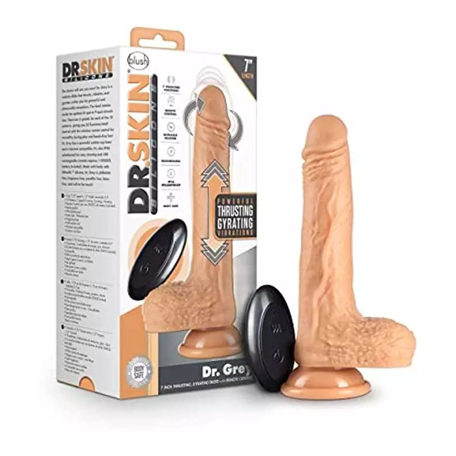 Blush Silicone Dr. Grey- 7 Inch Thrusting Rotating 50 Vibration Settings Dildo - Satin Smooth 1.5" Realistic Shaft - Strap On Co Blush Silicone Dr. Grey- 7 Inch Thrusting Rotating 50 Vibration Settings Dildo - Satin Smooth 1.5" Realistic Shaft - Strap On Co