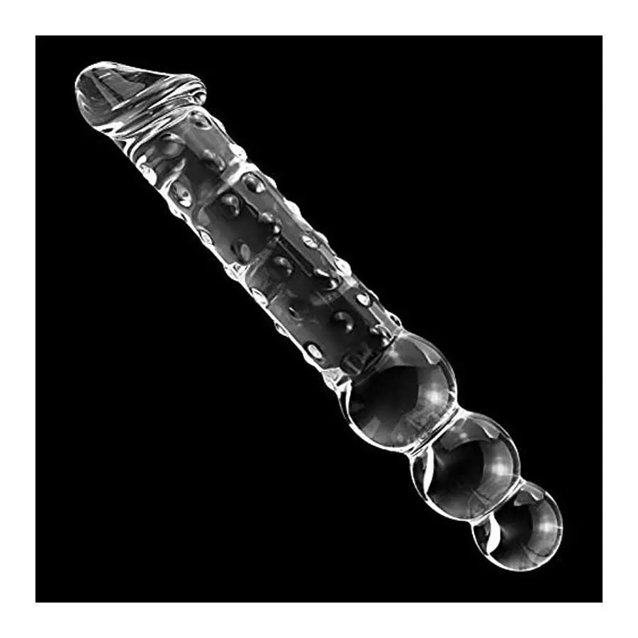 Glass Realistic Dildo, 11.6 inch G-spot Penis Double-Ended Dong with 3 Balls Vivid Glans and Bumps, Big and Thick Cock Anal Butt Glass Realistic Dildo, 11.6 inch G-spot Penis Double-Ended Dong with 3 Balls Vivid Glans and Bumps, Big and Thick Cock Anal Butt