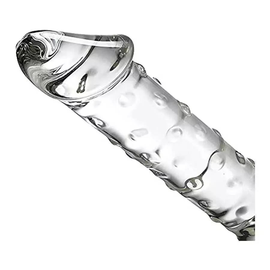 Glass Realistic Dildo, 11.6 inch G-spot Penis Double-Ended Dong with 3 Balls Vivid Glans and Bumps, Big and Thick Cock Anal Butt