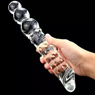 Glass Realistic Dildo, 11.6 inch G-spot Penis Double-Ended Dong with 3 Balls Vivid Glans and Bumps, Big and Thick Cock Anal Butt Glass Realistic Dildo, 11.6 inch G-spot Penis Double-Ended Dong with 3 Balls Vivid Glans and Bumps, Big and Thick Cock Anal Butt
