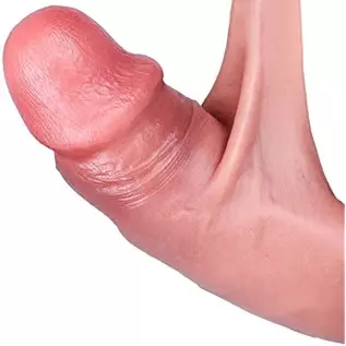 Realistic Uncut Dildo, Dildo with Sliding Foreskin, Realistic Foreskin Dildo, Double Silicone Dildo with Sliding Foreskin Specia