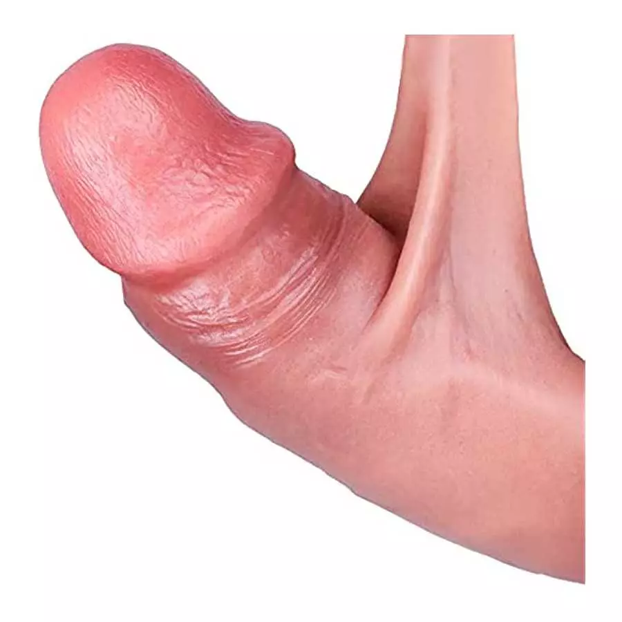 Realistic Uncut Dildo, Dildo with Sliding Foreskin, Realistic Foreskin Dildo, Double Silicone Dildo with Sliding Foreskin Specia