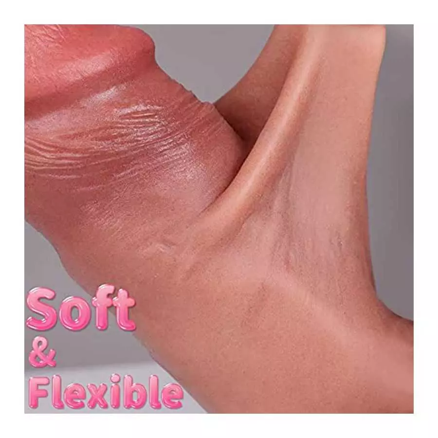 Realistic Uncut Dildo, Dildo with Sliding Foreskin, Realistic Foreskin Dildo, Double Silicone Dildo with Sliding Foreskin Specia