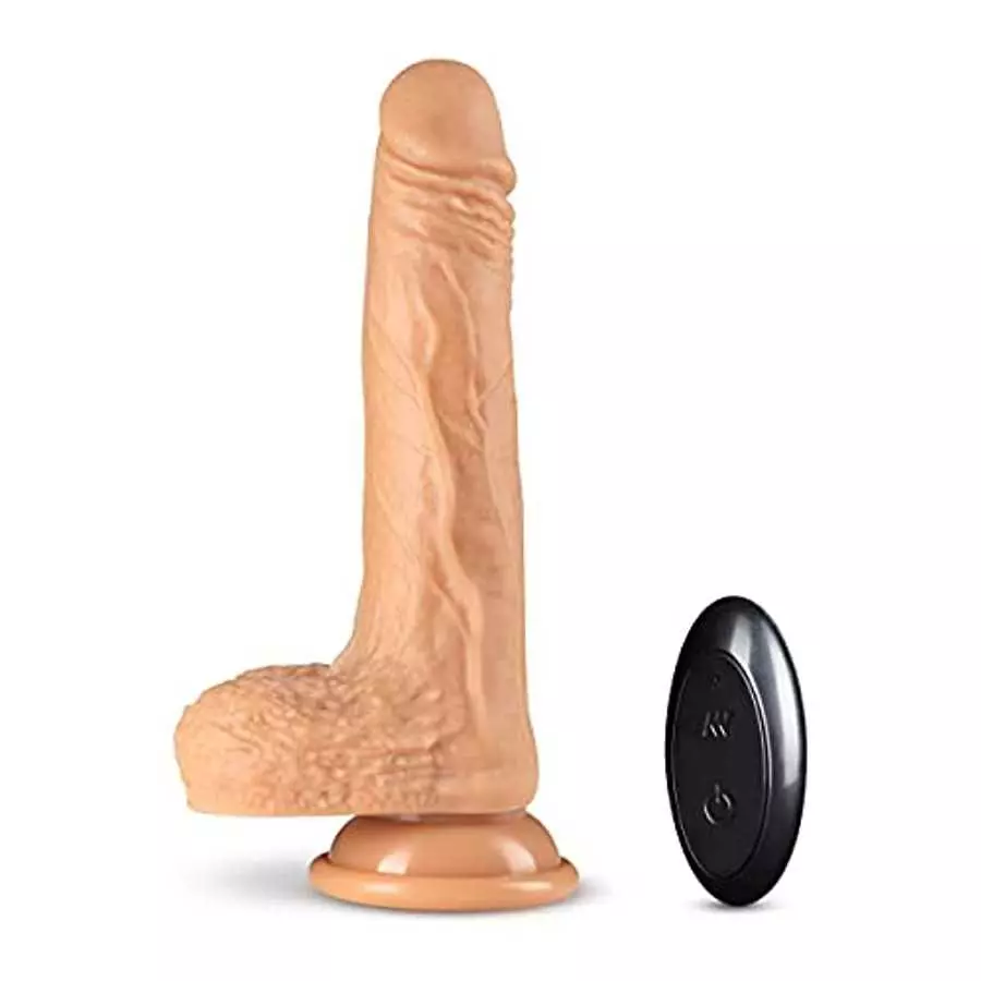 Blush Silicone Dr. Grey- 7 Inch Thrusting Rotating 50 Vibration Settings Dildo - Satin Smooth 1.5" Realistic Shaft - Strap On Co