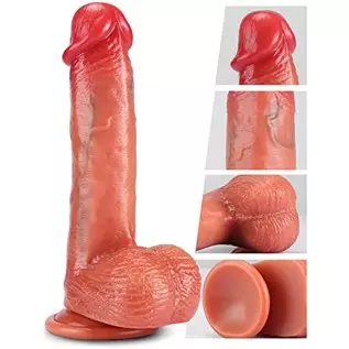 Suction Cup Realistic Dildos 8 Inch - Silicone Fake Penis Adult Sex Toys for Women Pleasure, Soft Beginner Dildo for Shower, Lif