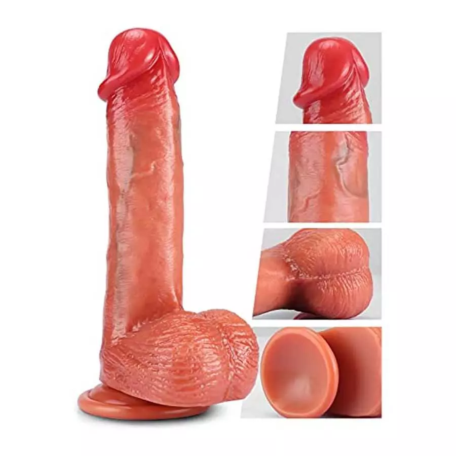 Suction Cup Realistic Dildos 8 Inch - Silicone Fake Penis Adult Sex Toys for Women Pleasure, Soft Beginner Dildo for Shower, Lif