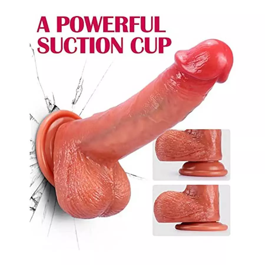 Suction Cup Realistic Dildos 8 Inch - Silicone Fake Penis Adult Sex Toys for Women Pleasure, Soft Beginner Dildo for Shower, Lif