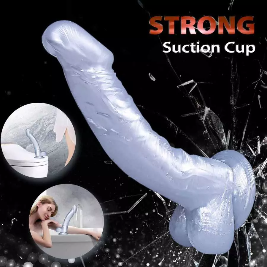 7.5” Realistic Dildo for Beginners, Small Dildo with Suction Cup and Curved Shaft for Women Men Hands-Free Masturbation, Straple