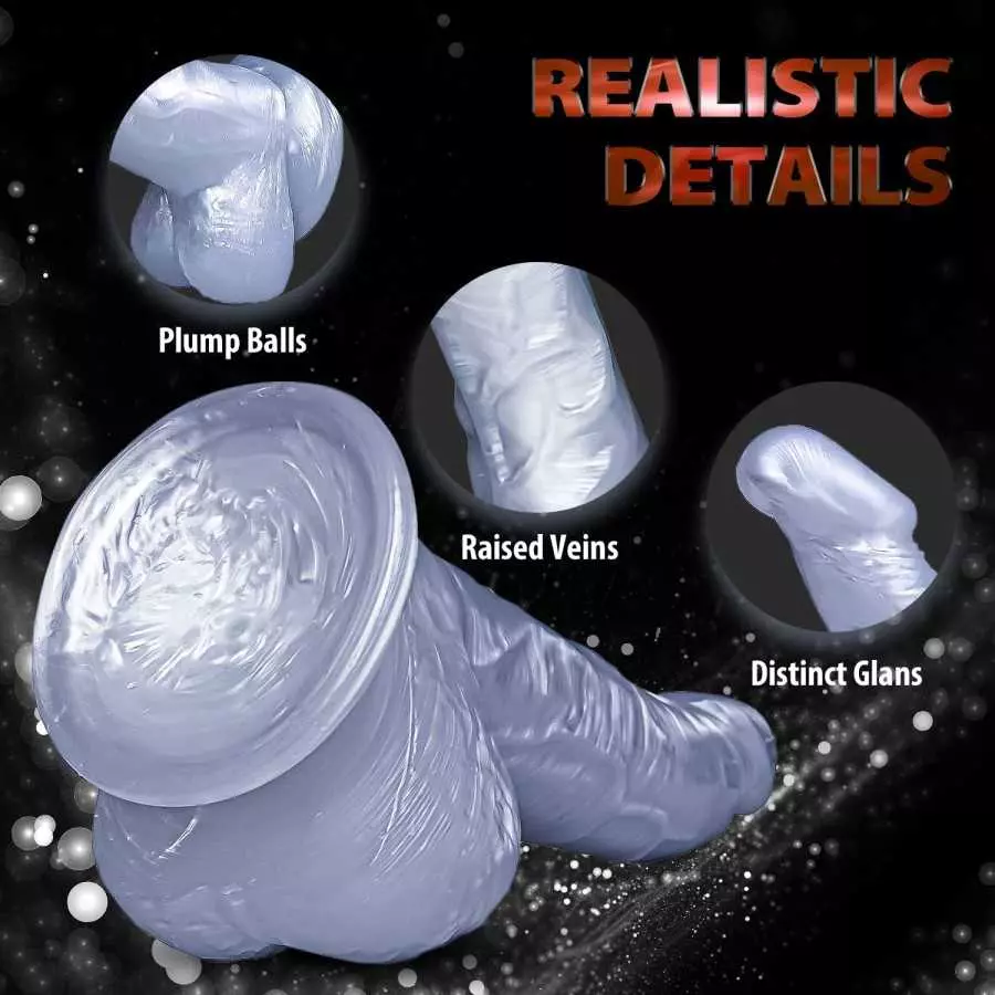 7.5” Realistic Dildo for Beginners, Small Dildo with Suction Cup and Curved Shaft for Women Men Hands-Free Masturbation, Straple