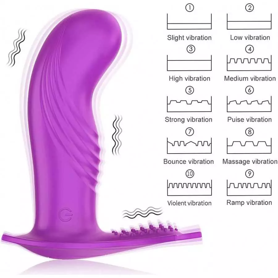 G Spot Vibrator Dildo with 10 Vibrating Modes, Remote Control Whisper-Quiet Panty Vibrator for G spot Stimulation, Dual Stimulat