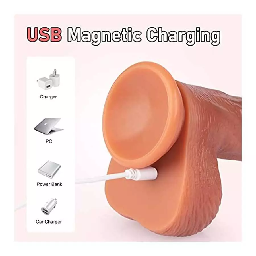 8.3 Inch Thrusting Dildo Vibrator Sex Toys for Women, Realistic Vibrating Dildos with 3 Thrusting & Rotating Actions 5 Vibration