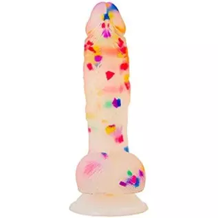 Pure Love 7.5" Confetti Clear Silicone Dildo With Suction Cup, Harness Compatible Adult Sex Toy