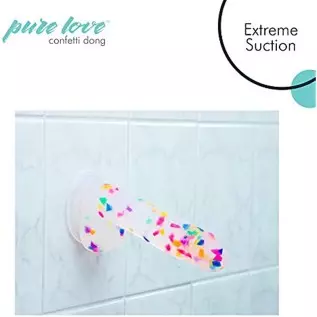 Pure Love 7.5" Confetti Clear Silicone Dildo With Suction Cup, Harness Compatible Adult Sex Toy