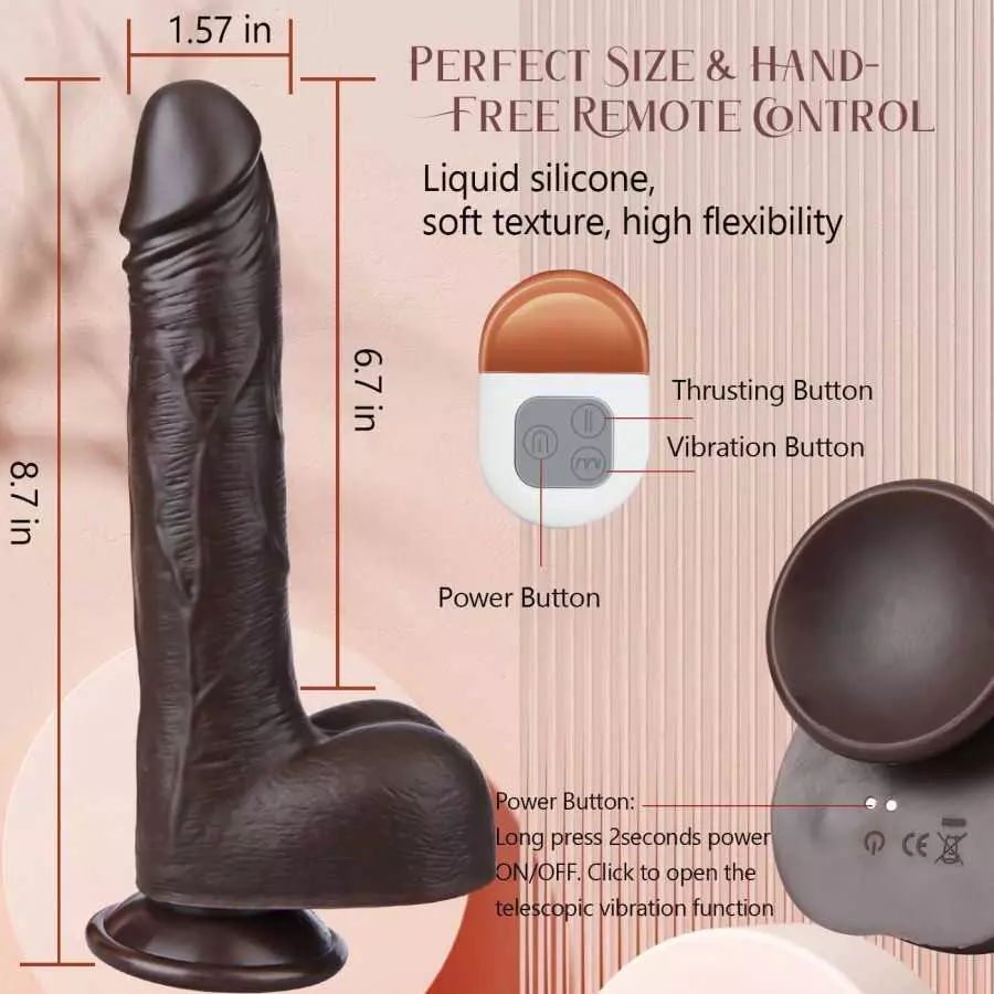 Thrusting Dildo Vibrator for Women, 9.2" Vibrating Dildo for G Spot Anal Play with 3 Thrusting & 5 Vibration, Realistic Thrustin