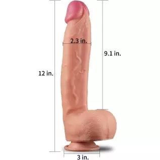 Large Strap on Dildo Dual Density Silicone Anal Dildo Realistic Huge Suction Cup Dildo Big Horse Dildo (12 inches)