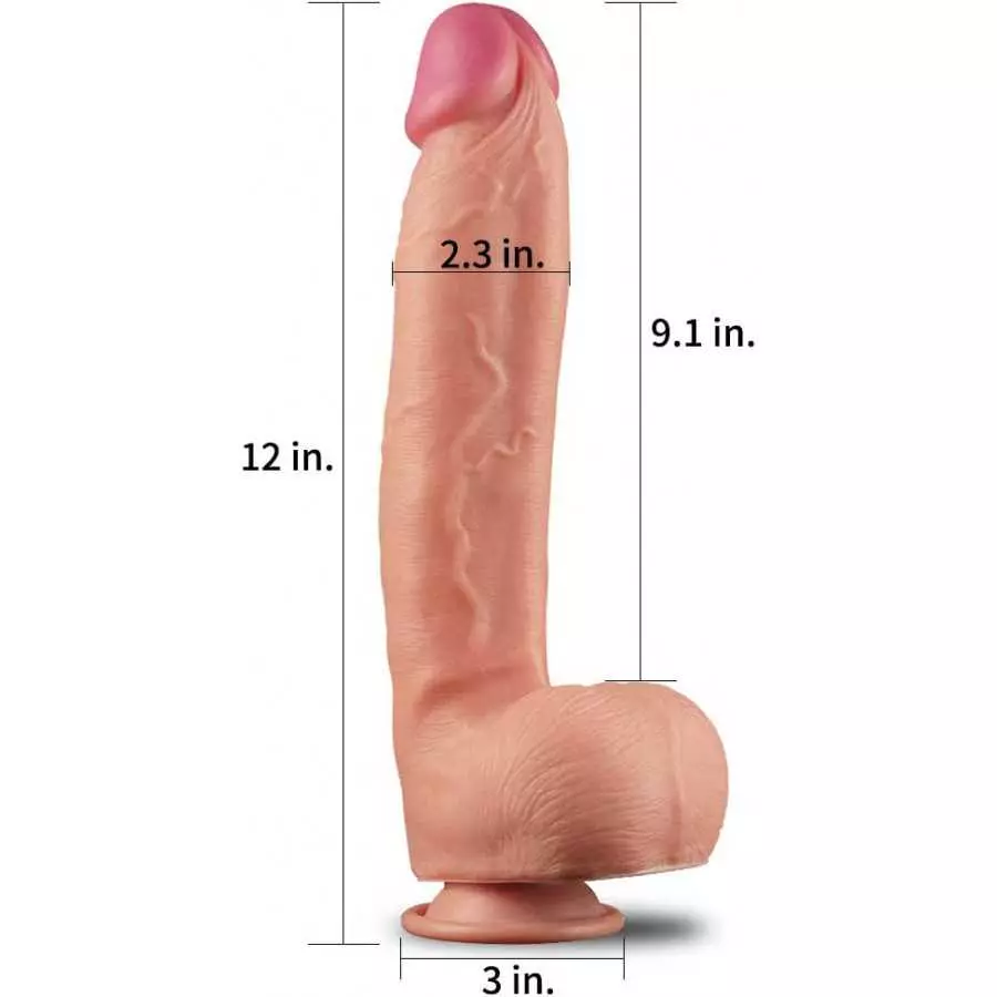 Large Strap on Dildo Dual Density Silicone Anal Dildo Realistic Huge Suction Cup Dildo Big Horse Dildo (12 inches)