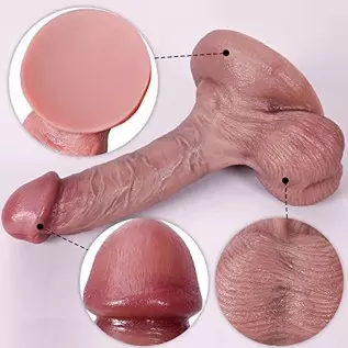 6.69 Inch Huge Realistic Dildos, Women Masturbator, Man’s Large Heatable Flexible Penis, Manual Thrusting Dildo, Lifelike Silico