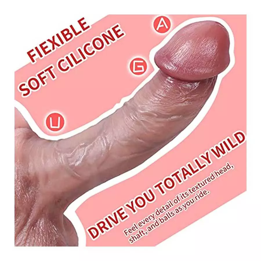 6.69 Inch Huge Realistic Dildos, Women Masturbator, Man’s Large Heatable Flexible Penis, Manual Thrusting Dildo, Lifelike Silico