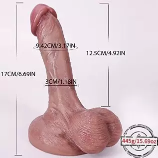 6.69 Inch Huge Realistic Dildos, Women Masturbator, Man’s Large Heatable Flexible Penis, Manual Thrusting Dildo, Lifelike Silico