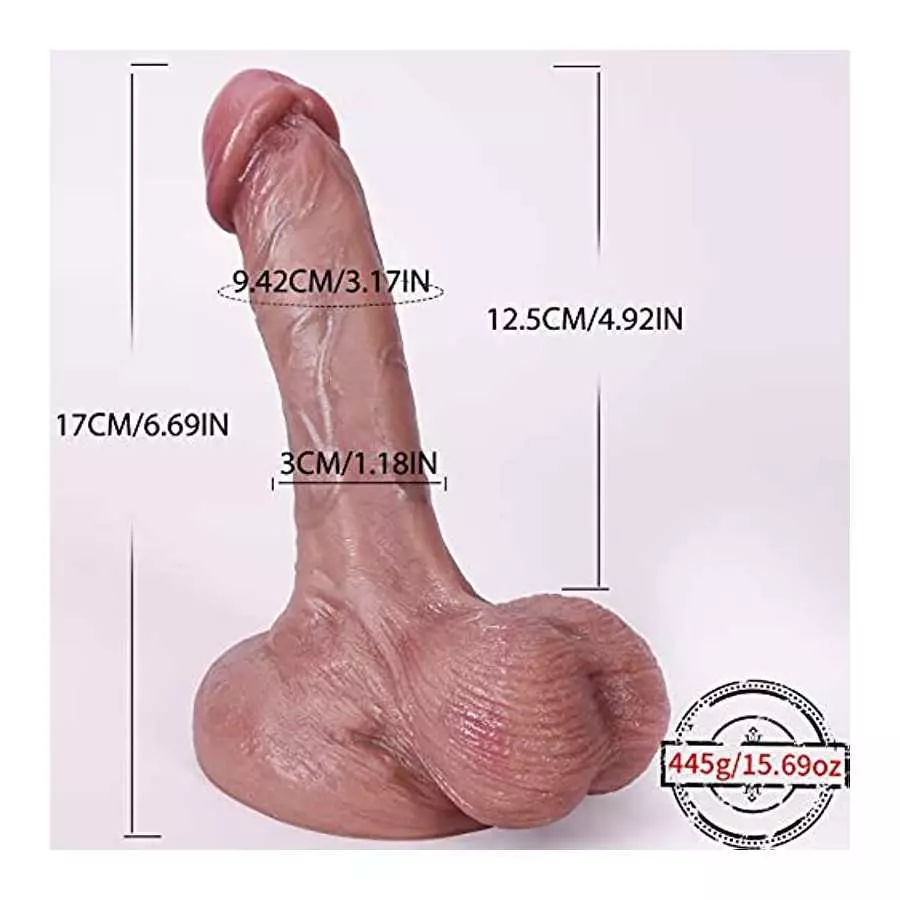6.69 Inch Huge Realistic Dildos, Women Masturbator, Man’s Large Heatable Flexible Penis, Manual Thrusting Dildo, Lifelike Silico