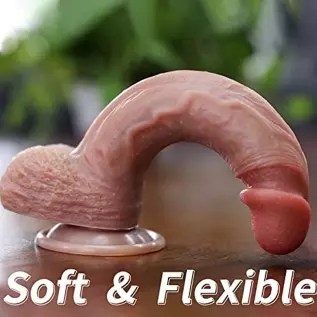 Realistic Dildo Feels Like Skin, G Spot Stimulator Adult Sex Toys for Women Soft Silicone Anal Dildo with Suction Cup for Hands-