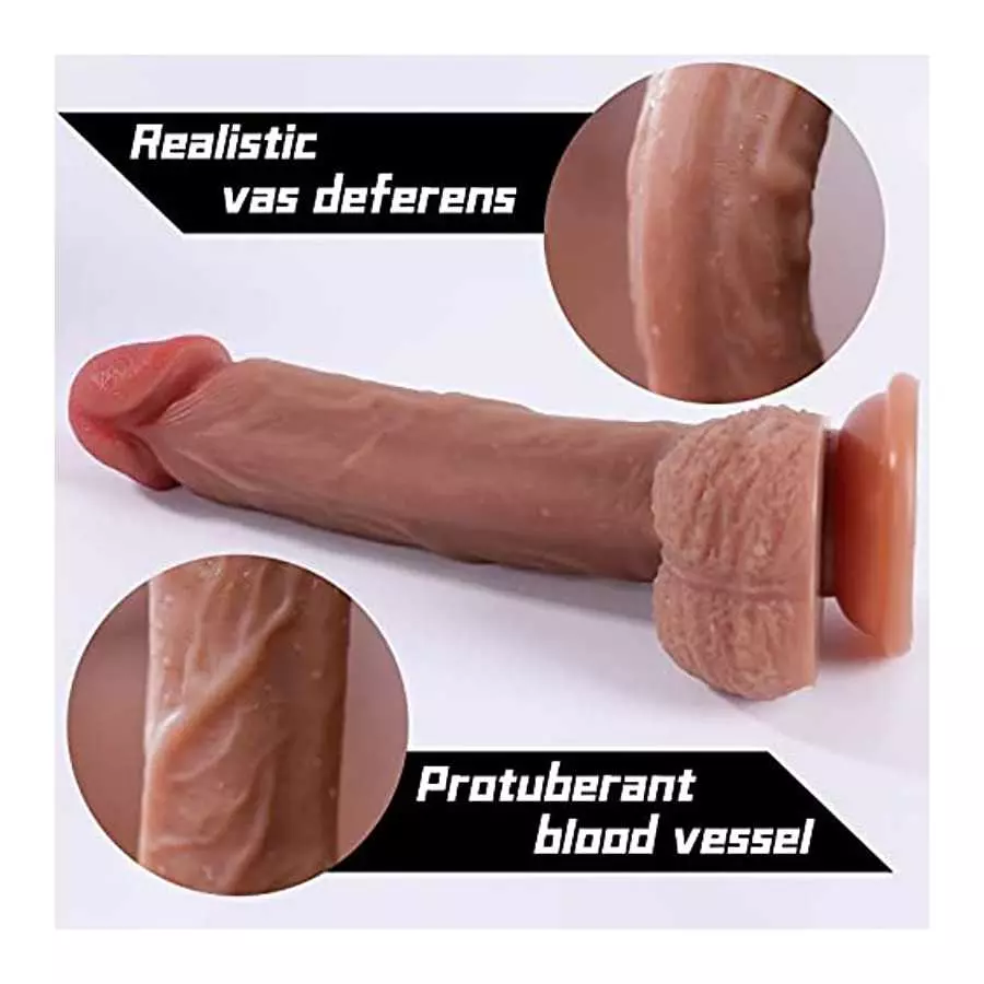 Realistic Dildo Feels Like Skin, G Spot Stimulator Adult Sex Toys for Women Soft Silicone Anal Dildo with Suction Cup for Hands-