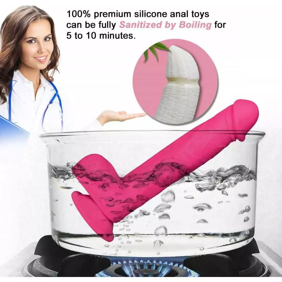 9.5 Inch Realistic Dildo, Dual Density Liquid Silicone Lifelike Penis with Strong Suction Cup for Hands-Free Play Flexible Cock