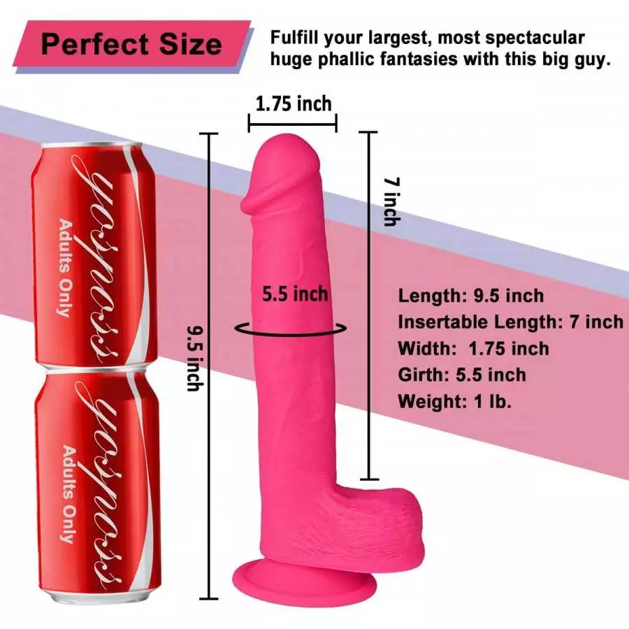 9.5 Inch Realistic Dildo, Dual Density Liquid Silicone Lifelike Penis with Strong Suction Cup for Hands-Free Play Flexible Cock