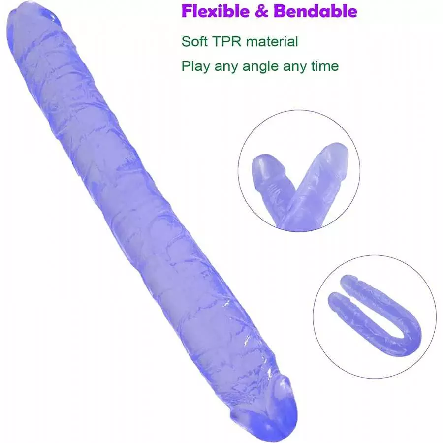 15.4 inch Super Long Double Ended Dildo Sex Toys, Flexible Purple Dildos for Women, Lesbian, Couple, Anal, G spot