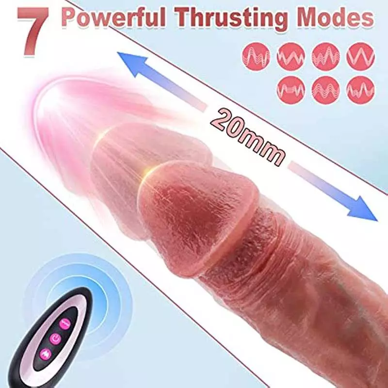 Thrusting Dildo Vibrator with Vibrating & Heating, Soft Realistic Silicone Anal Dildos for Clit G-spot Stimulation, Remote Contr