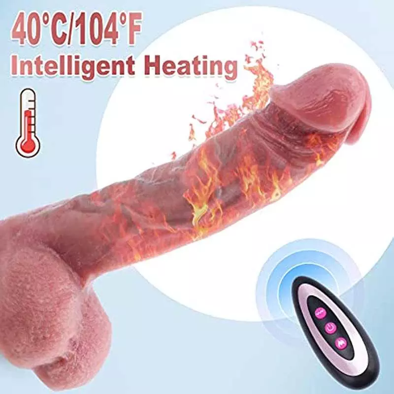 Thrusting Dildo Vibrator with Vibrating & Heating, Soft Realistic Silicone Anal Dildos for Clit G-spot Stimulation, Remote Contr