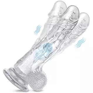 Realistic Dildo for Women Sex Toy,10 Wobble& Vibrations Clear Realistic Vibrator,with Strong Suction Cup,for Hands-Free,for Vagi