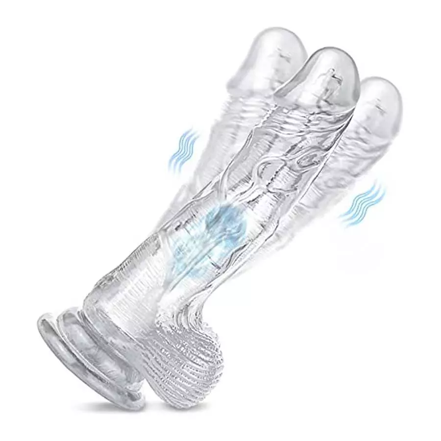 Realistic Dildo for Women Sex Toy,10 Wobble& Vibrations Clear Realistic Vibrator,with Strong Suction Cup,for Hands-Free,for Vagi