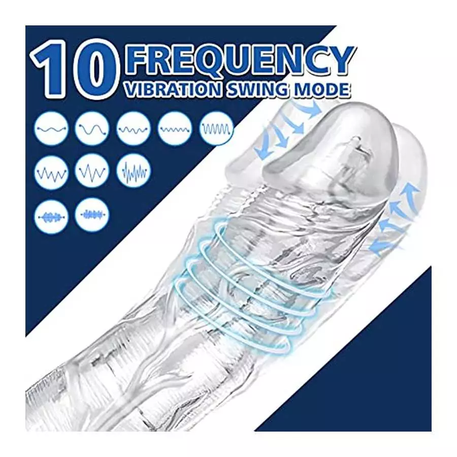 Realistic Dildo for Women Sex Toy,10 Wobble& Vibrations Clear Realistic Vibrator,with Strong Suction Cup,for Hands-Free,for Vagi
