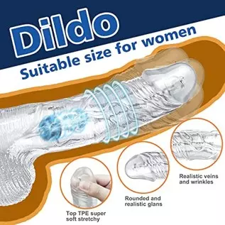 Realistic Dildo for Women Sex Toy,10 Wobble& Vibrations Clear Realistic Vibrator,with Strong Suction Cup,for Hands-Free,for Vagi