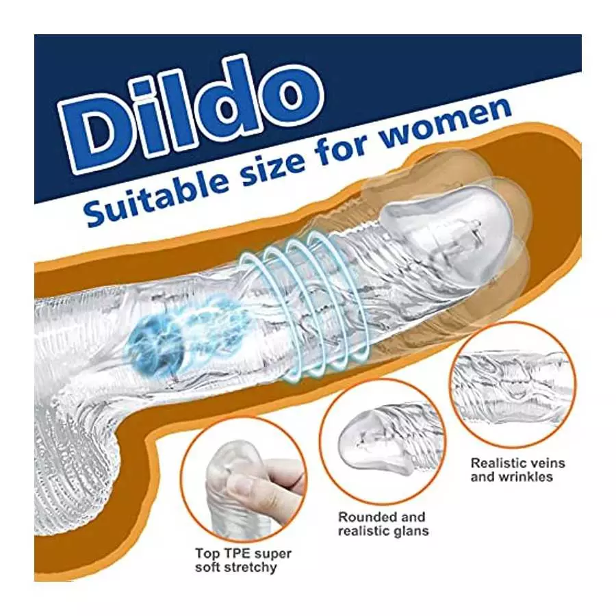 Realistic Dildo for Women Sex Toy,10 Wobble& Vibrations Clear Realistic Vibrator,with Strong Suction Cup,for Hands-Free,for Vagi