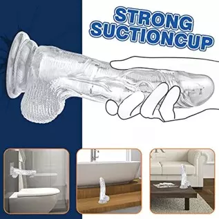 Realistic Dildo for Women Sex Toy,10 Wobble& Vibrations Clear Realistic Vibrator,with Strong Suction Cup,for Hands-Free,for Vagi