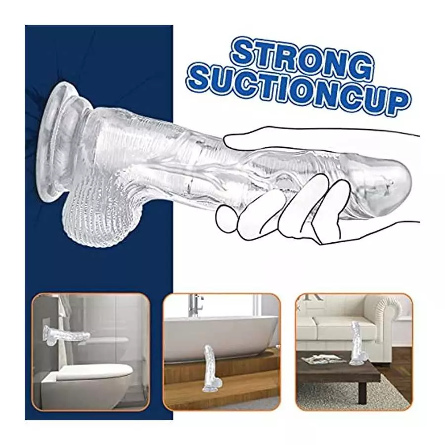 Realistic Dildo for Women Sex Toy,10 Wobble& Vibrations Clear Realistic Vibrator,with Strong Suction Cup,for Hands-Free,for Vagi