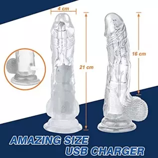 Realistic Dildo for Women Sex Toy,10 Wobble& Vibrations Clear Realistic Vibrator,with Strong Suction Cup,for Hands-Free,for Vagi