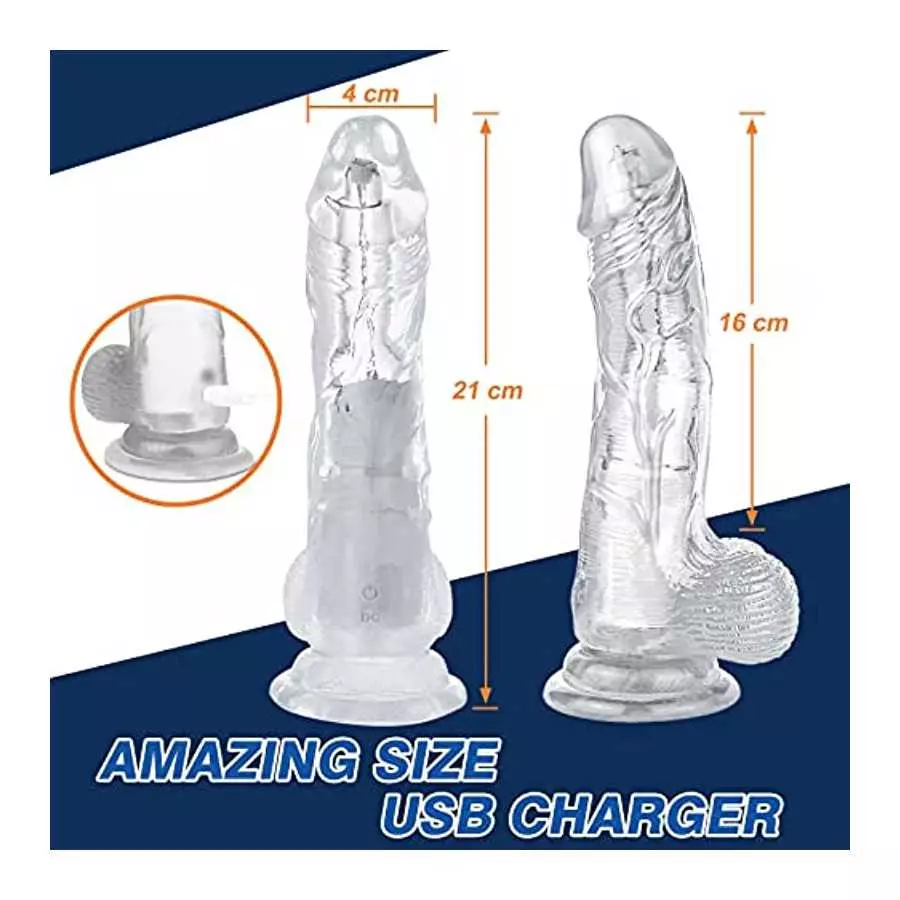 Realistic Dildo for Women Sex Toy,10 Wobble& Vibrations Clear Realistic Vibrator,with Strong Suction Cup,for Hands-Free,for Vagi