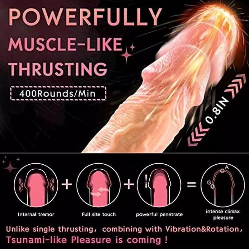 Thrusting Realistic Dildo 5 in 1 Vibrator with Remote Control, Lifelike Silicone Dildo Sex Toys for Women with Strong Suction Cu