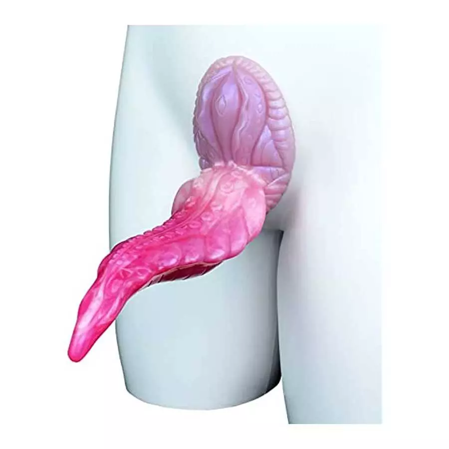 9.25 inch Realistic Long S-Shape Tentacle Dildo, Thick Pink Silicone Anal Plug Octopus Suction Cup Dildos for Women and Men Coup