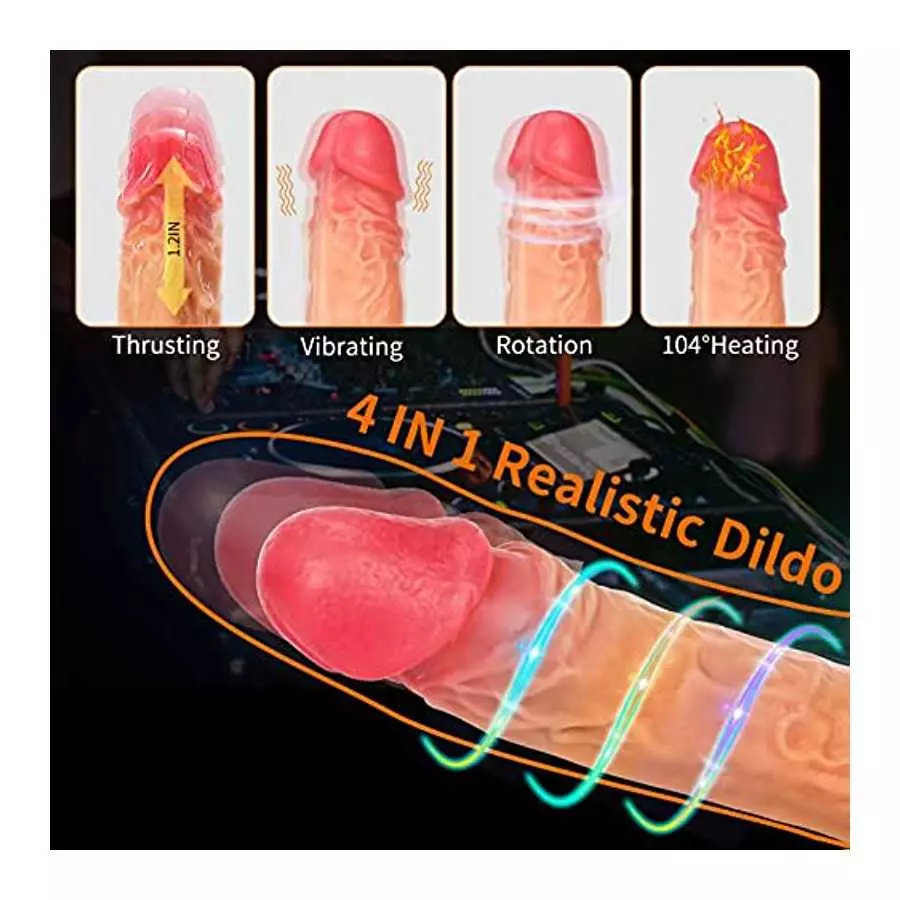 FIDECH 9.05" Realistic Dildo Vibrator Black and 9.8" Thrusting Dildo Vibrator Flesh