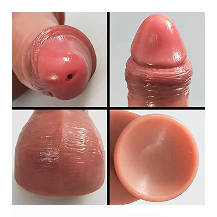 Realistic Squirting Dildo Ejaculating Penis for Beginners with Strong Suction Cup for Hands-Free Play, Soft Dildo with Curved Sh