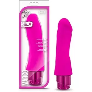 Blush Marco - 7.75" Pure Platinum Cured Puria Liquid Silicone Vibrator Dildo - Satin Smooth Ultrasilk - 2" Thick - IPX7 Waterpro